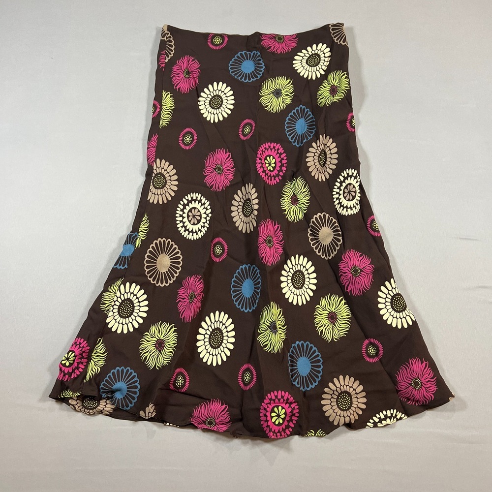 Ilyse Hart Ltd Fit & Flare Skirt Womens 12 Multicolor Floral Side Zip Casual